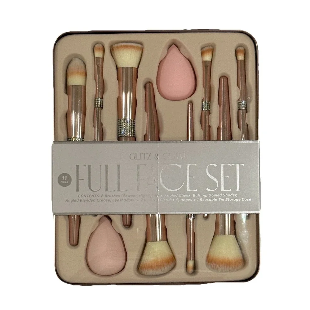 Glitz And Glam‎ Rhinestone 9 Piece Full Face Makeup Brush Set